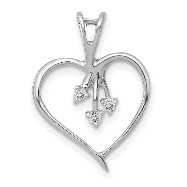 14k White Gold Diamond Heart Pendant