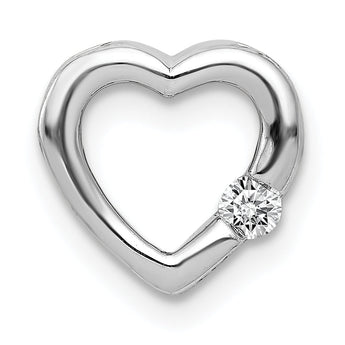 14k White Gold 1/20ct. Diamond Heart Chain Slide