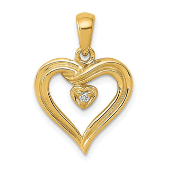 14k AA Diamond Heart Pendant