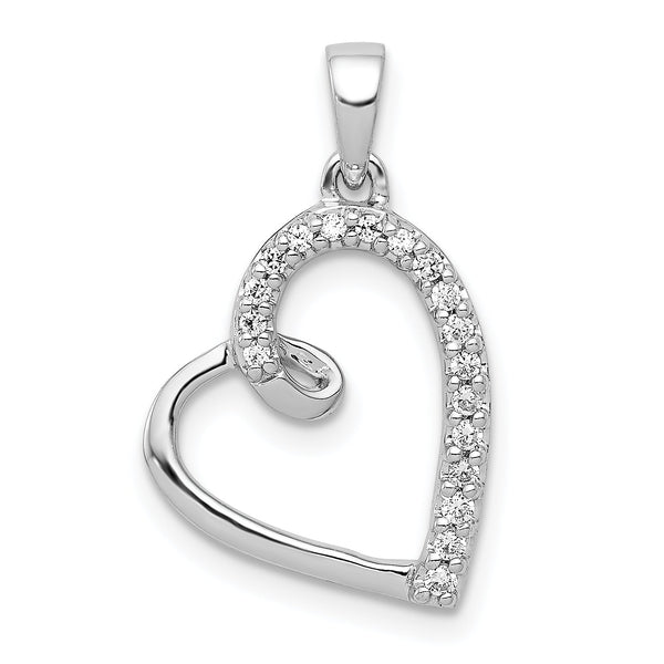 14k White Gold Diamond Heart Pendant