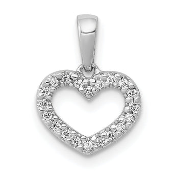 14k White Gold .03ct. Diamond Heart Pendant