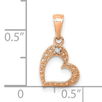 10K Rose Gold .01ct. Diamond Heart Pendant