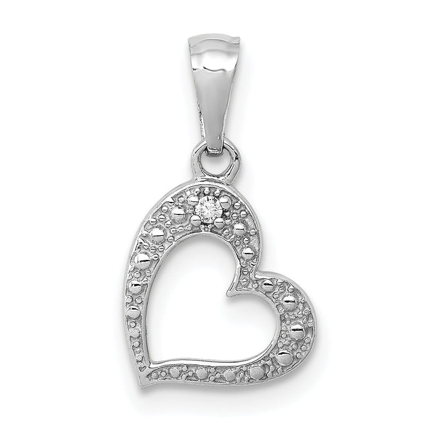 14k White Gold .01ct. Diamond Heart Pendant