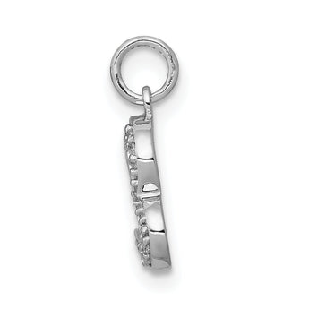 14k White Gold 1/20ct. Diamond Curved Heart Charm