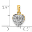 10k w/ White Rhodium Diamond Heart Pendant
