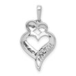 14k White Gold Diamond MOM Heart Pendant