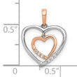 10Kt White w/ Rose Gold Heart Charm Diamond Heart Pendant