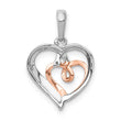 14k White and Rose Gold 1/20ct. Diamond Double Hearts Pendant