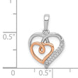 14k White and Rose Gold 1/20ct. Diamond Double Hearts Pendant