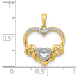14k .03ct. Diamond and Rhodium Heart w/3 Smaller Hearts Pendant