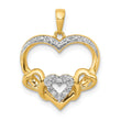 14k .03ct. Diamond and Rhodium Heart w/3 Smaller Hearts Pendant