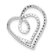 14k White Gold Black and White Diamond Entwined Heart Chain Slide