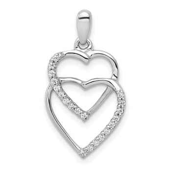 14k White Gold Diamond 1/10ct. Entwined Hearts Pendant