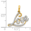 14k w/Rhodium .02ct. Diamond LOVE Pendant