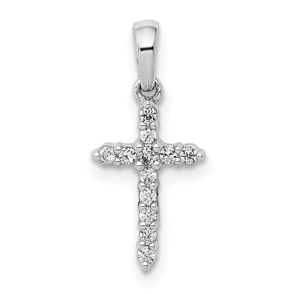 14K White Gold Lab Grown Diamond Cross Pendant