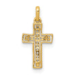 10K and Rhodium 1/20ct. Diamond Cross Pendant