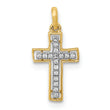 10K and Rhodium 1/20ct. Diamond Cross Pendant