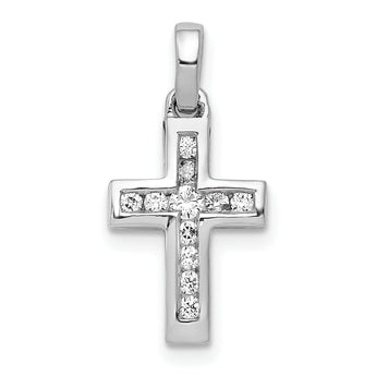 10K White Gold 1/6ct. Diamond Latin Cross Pendant