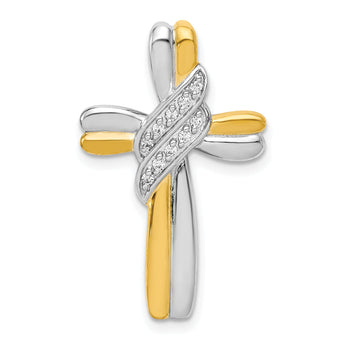 10K Two-tone Diamond Cross Pendant