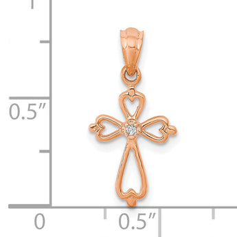10K Rose Gold Diamond Accented Cross Pendant