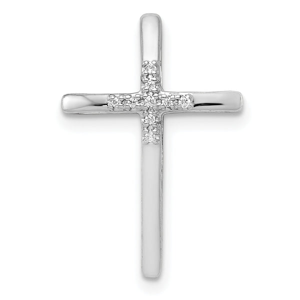 10K White Gold .03ct. Diamond Cross Chain Slide