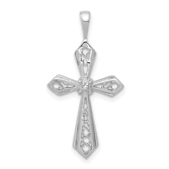 10K White Gold AA Diamond Passion Cross Pendant