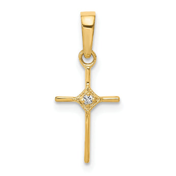10K Small .01ct. Diamond Cross Pendant
