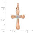 10K Two-Tone Diamond Polished Hollow Latin Heart Cross Pendant