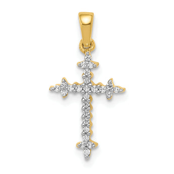 10K  1/10ct. Diamond Fleur de Lis Cross Pendant