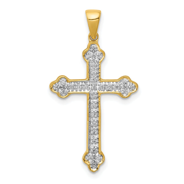 14k 1/10 carat Lab Grown Diamond VS/SI+ G+ Complete Cross Pendant