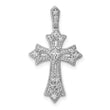 10K White Gold 1/6ct. Diamond Fleur de Lis Cross Pendant