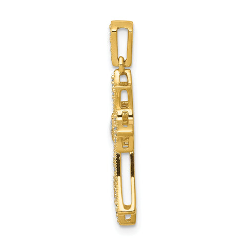 10K  1/6ct. Diamond Fleur de Lis Cross Pendant