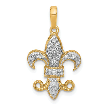 14k Diamond Fleur De Lis Pendant