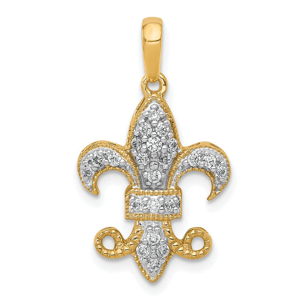 14k Diamond Fleur De Lis Pendant