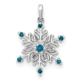 14k White Gold 1/10ct. Blue and White Diamond Snowflake Pendant