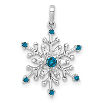14k White Gold 1/6ct. Blue and White Diamond Snowflake Pendant