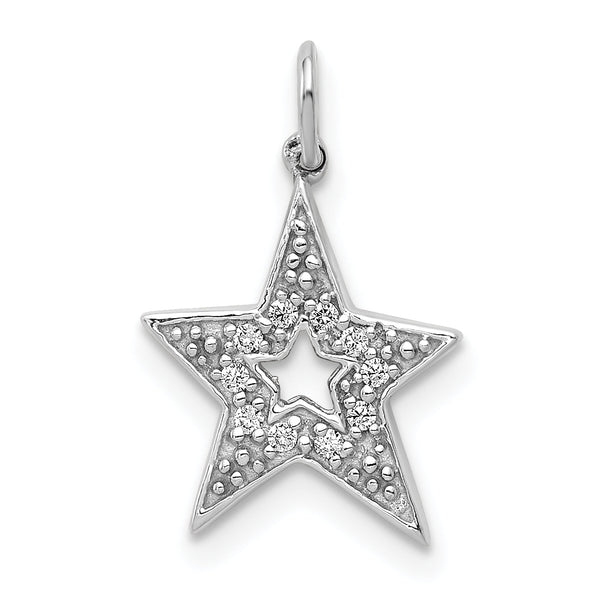 14k White Gold 1/20ct. Diamond Star Charm
