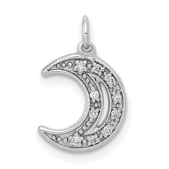 14k White Gold Diamond Moon Charm
