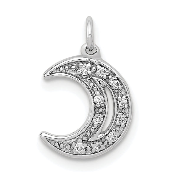 14k White Gold Diamond Moon Charm