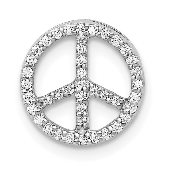 14k White Gold 1/6 carat Lab Grown Diamond VS/SI+ G+ Complete Peace Sign Chain Slide Pendant - Birthstone Company