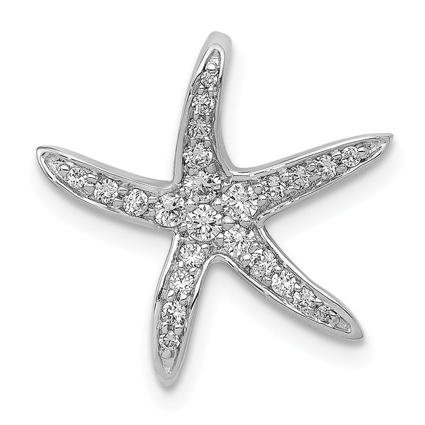 14k White Gold 1/4 carat Diamond Starfish Chain Slide Pendant - Birthstone Company