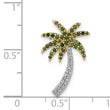 14k White Gold White and Green Diamond Palm Tree Chain Slide