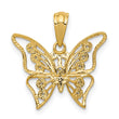 10k and Rhodium Diamond Butterfly Pendant
