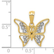 14k and Rhodium Diamond Butterfly Pendant