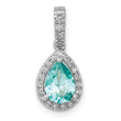 14k White Gold Lab Grown Diamond and Cr Paraiba Pear Pendant