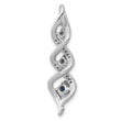 10k White Gold Lab Grown Diamond and Cr Blue Sapphire Twist Chain Slide