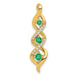 10k 3-stone Twisted Diamond and Emerald Chain Slide