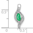 10k White Gold  Diamond and Marquise Emerald Pendant