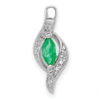 10k White Gold  Diamond and Marquise Emerald Pendant