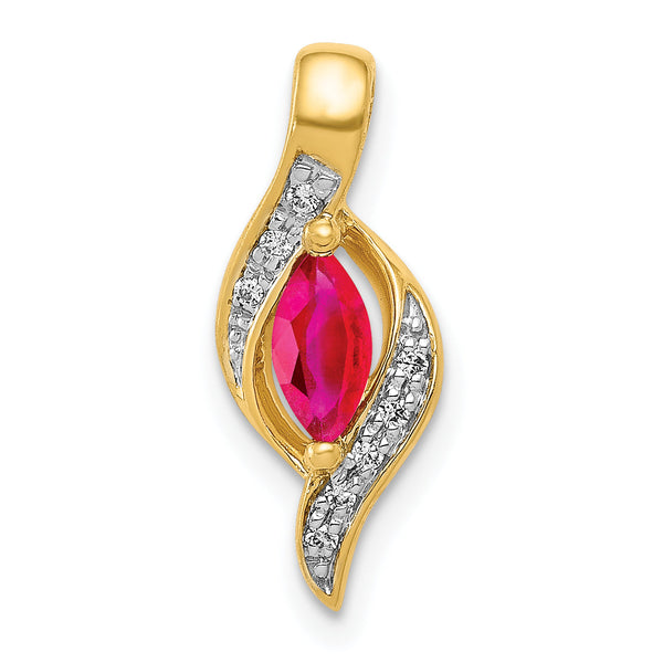 10k Diamond and Marquise .25 Ruby Pendant